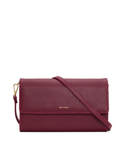 DREWLG Large Vegan Crossbody Bag - Vintage | Color: Purple - variant::garnet