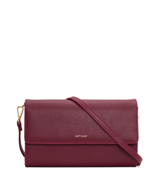 DREWLG Large Vegan Crossbody Bag - Vintage | Color: Purple - variant::garnet