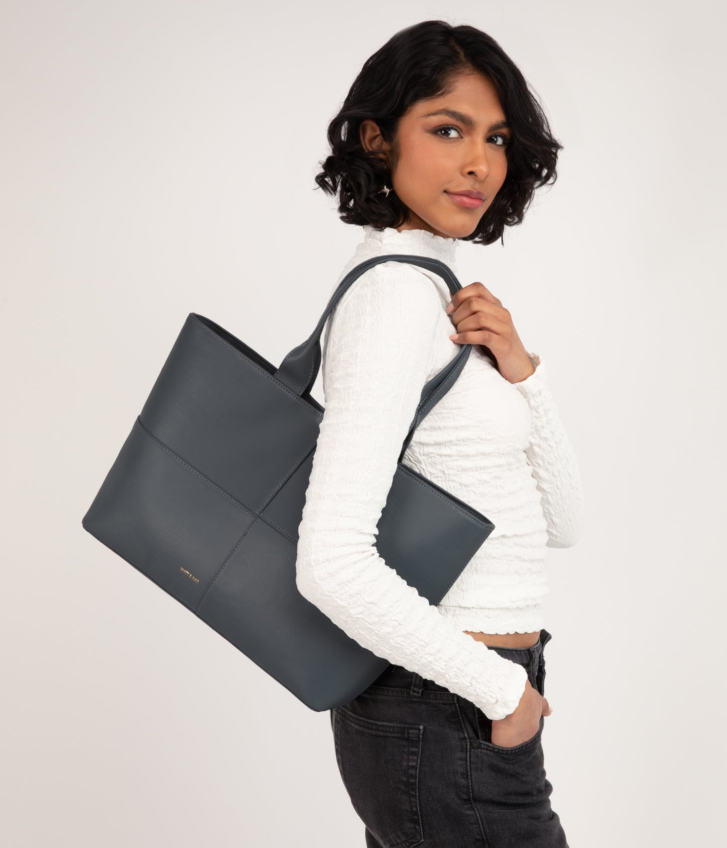 TRISTAN Vegan Tote Bag - Arbor | Color: Grey - variant::mushroom