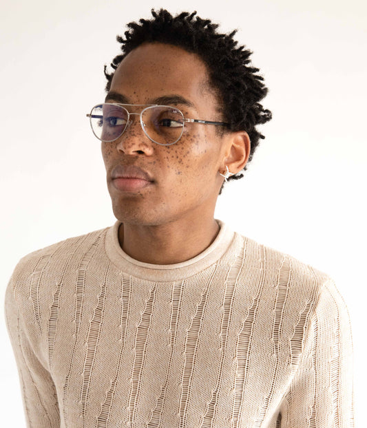 KIKKO-3 Recycled Aviator Reading Glasses | Color: Grey - variant::silver