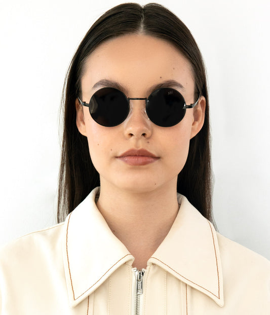 COLE SM Small Round Sunglasses | Color: Gold, Grey - variant::golgre