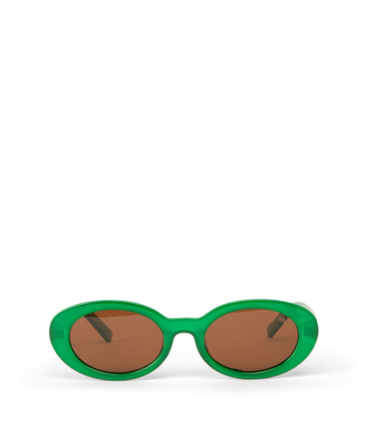 MIELA-2 Recycled Oval Sunglasses | Color: Green, Brown - variant::green