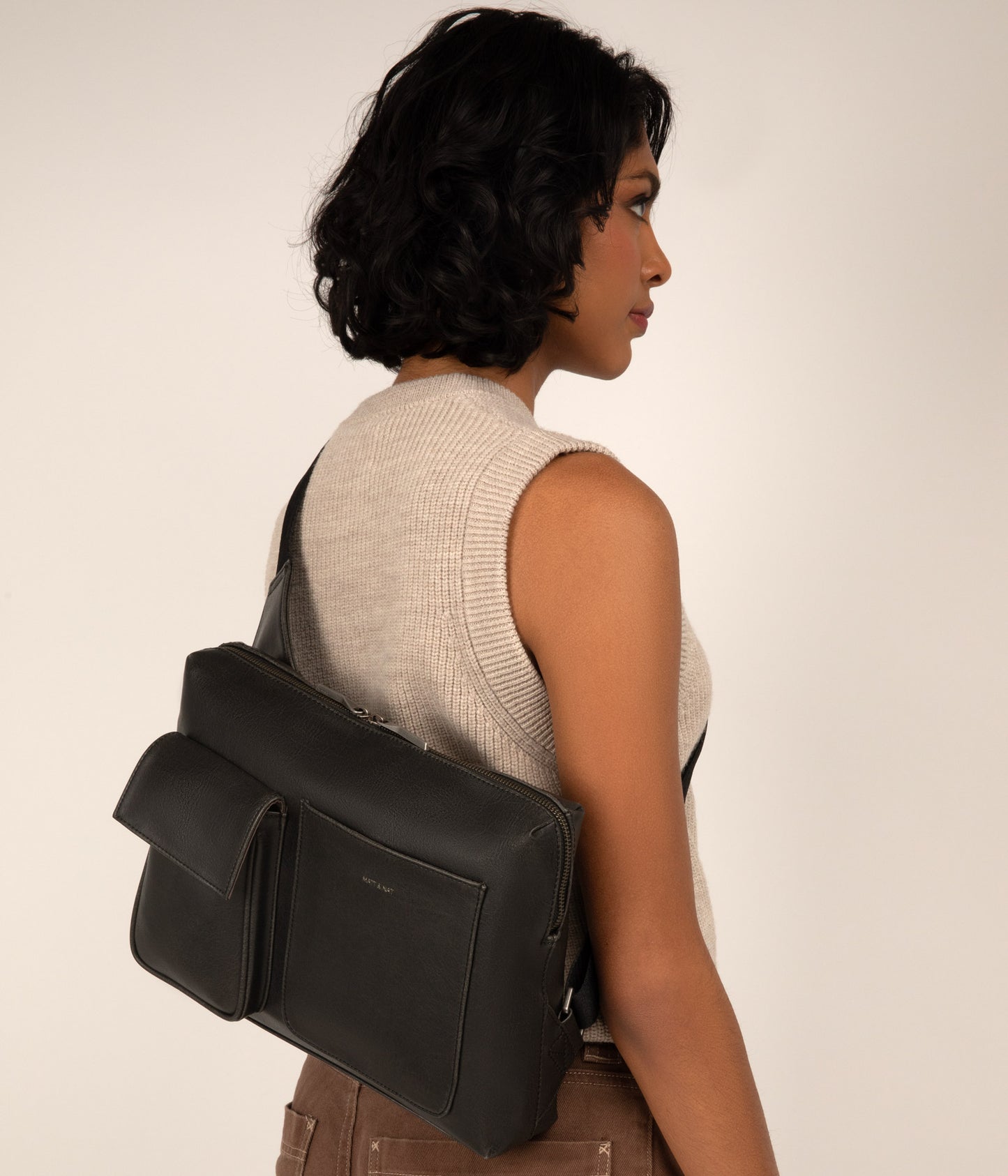 TREY Vegan Sling Bag - Vintage | Color: Black - variant::black