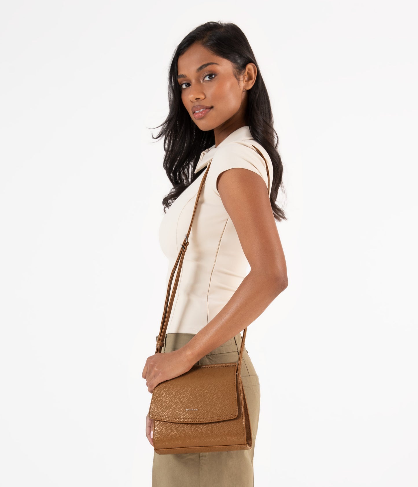 ERIKA Vegan Crossbody Bag - Purity | Color: Tan, Brown - variant::amber