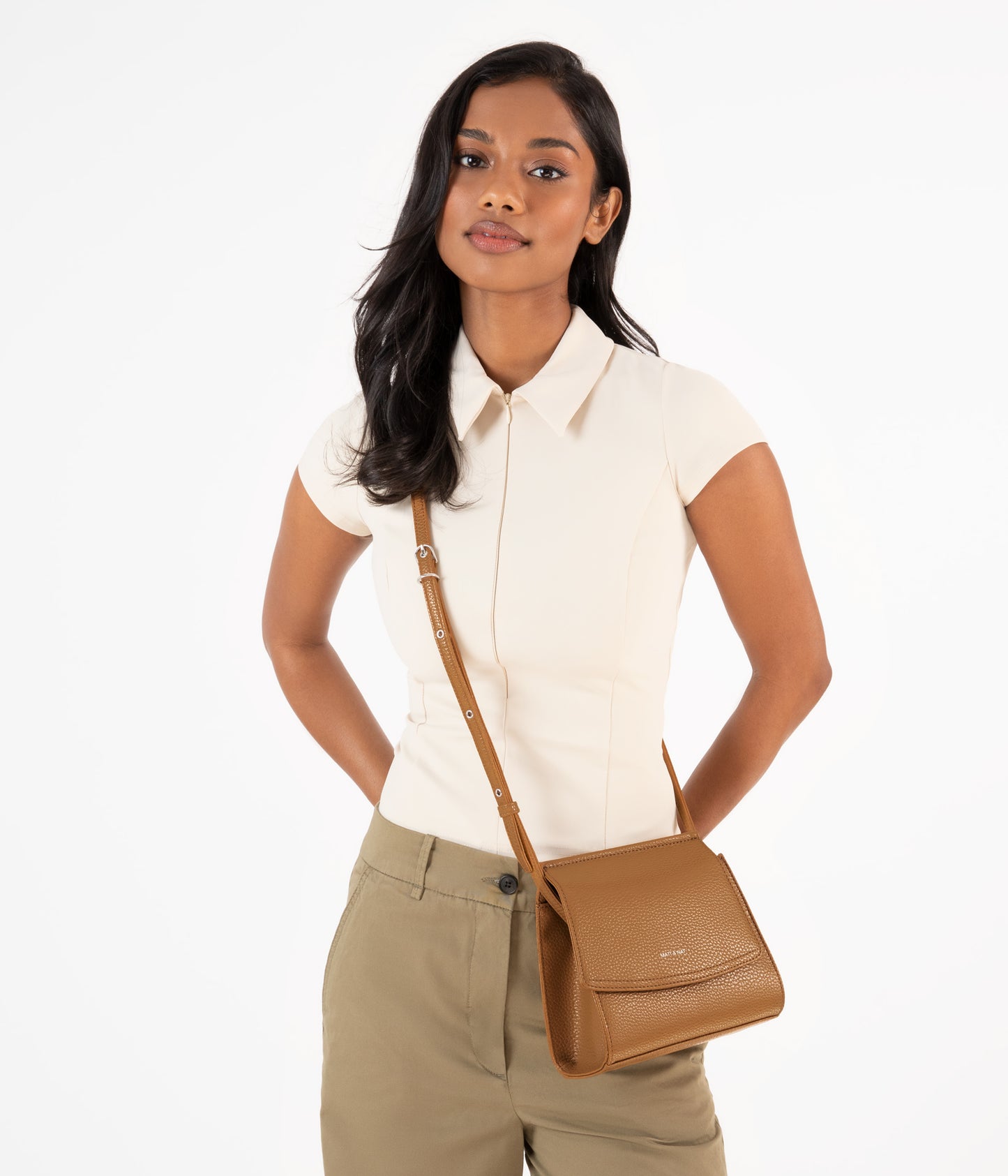 ERIKA Vegan Crossbody Bag - Purity | Color: Tan, Brown - variant::amber