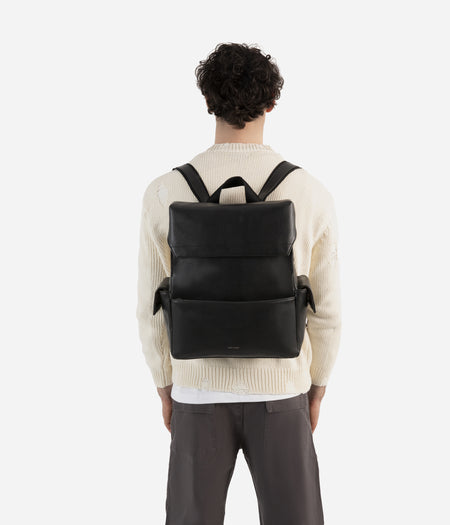 MIKAL Vegan Backpack - Vintage | Color: Black - variant::black