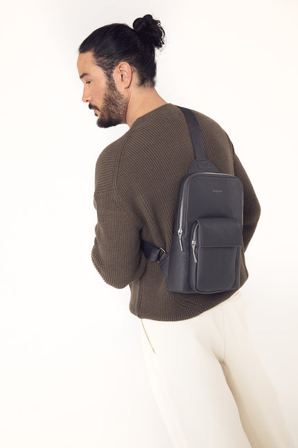 ALLAR Vegan Sling Bag - Grain | Color: Black - variant::black