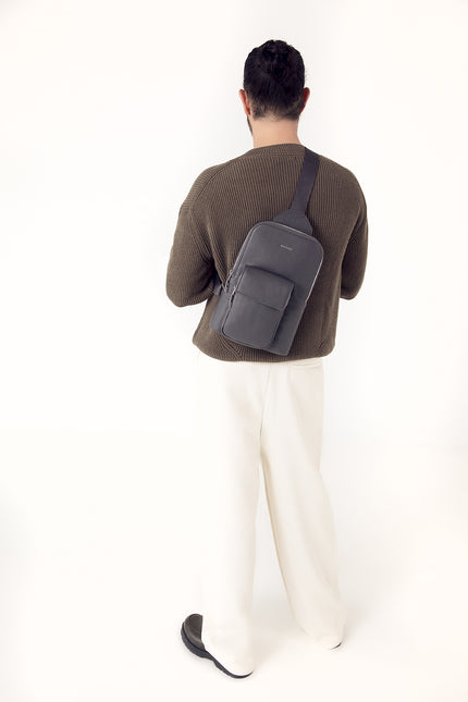 ALLAR Vegan Sling Bag - Grain | Color: Black - variant::black