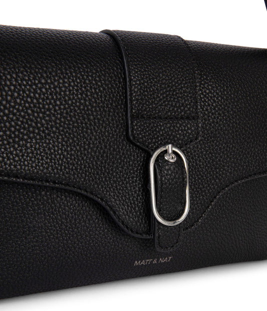 ISABELLE Vegan Shoulder Bag – Grain | Color: Black - variant::black