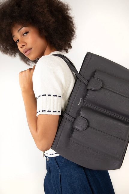 JOS Vegan Tote Bag - Grain | Color: Black - variant::black