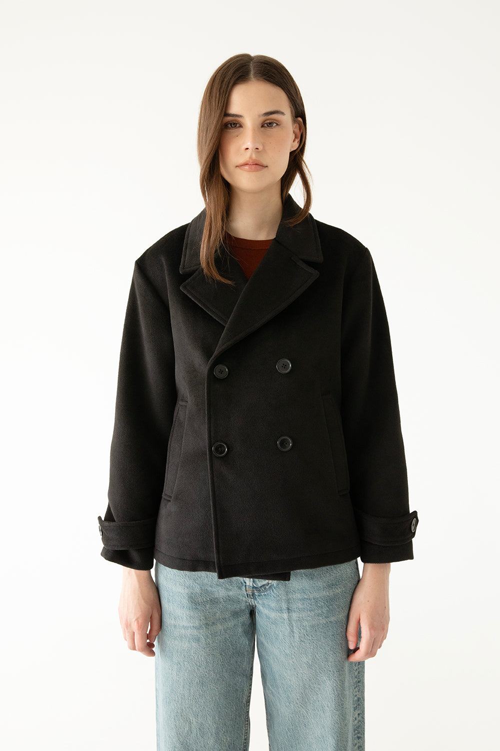 RIA Women's Vegan Wool Coat | Color: Black - variant::black