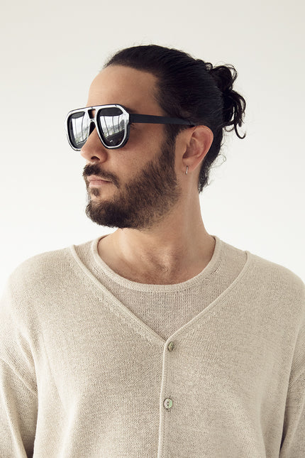 LIVY Aviator Style Recycled Sunglasses | Color: Black - variant::black