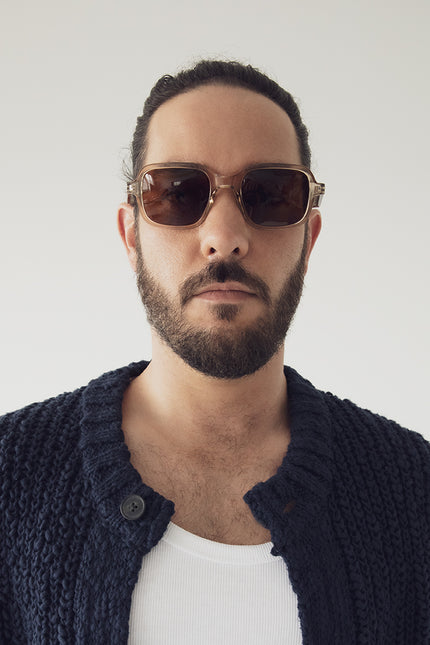 MEJIA Recycled Square Sunglasses | Color: Clear - variant::clear