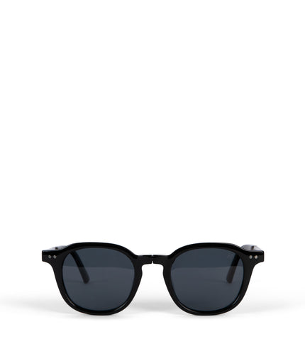 NIKA Round Foldable Recycled Sunglasses | Color: Black - variant::black