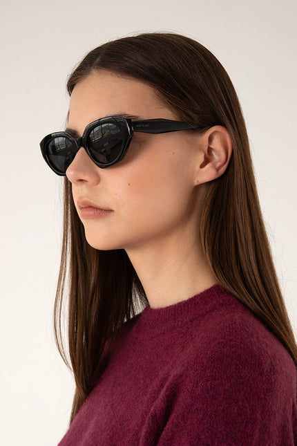 LACI Cat-Eye Recycled Sunglasses | Color: Black - variant::black