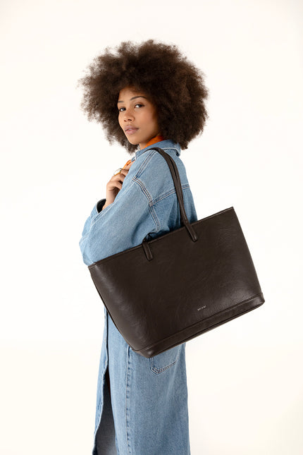 ELIZA Vegan Tote Bag - Theme | Color: Coffee - variant::coffee