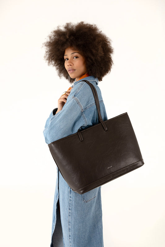 ELIZA Vegan Tote Bag - Theme | Color: Coffee - variant::coffee