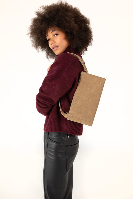 SAIGE Vegan Shoulder Bag – Solstice | Color: Latte - variant::latte