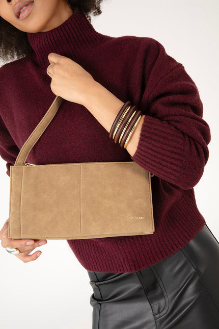 SAIGE Vegan Shoulder Bag – Solstice | Color: Latte - variant::latte