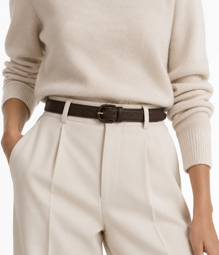 JUANA Women's Vegan Leather Belt | Color: Fudge - variant::fudge