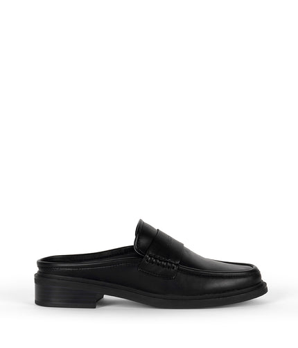 HEIDI Women's Vegan Slip On Mules | Color: Black - variant::black