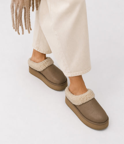 SOOKI Women's Vegan Slip On Mules | Color: Beige - variant::beige