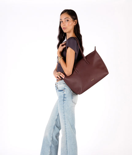 ABBI Vegan Tote Bag - Grain | Color: Black - variant::black