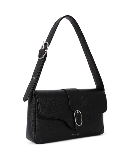 ISABELLE Vegan Shoulder Bag – Grain | Color: Black - variant::black