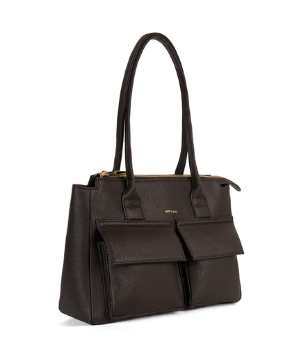 JORDI Vegan Tote Satchel – Grain | Color: Fudge - variant::fudge
