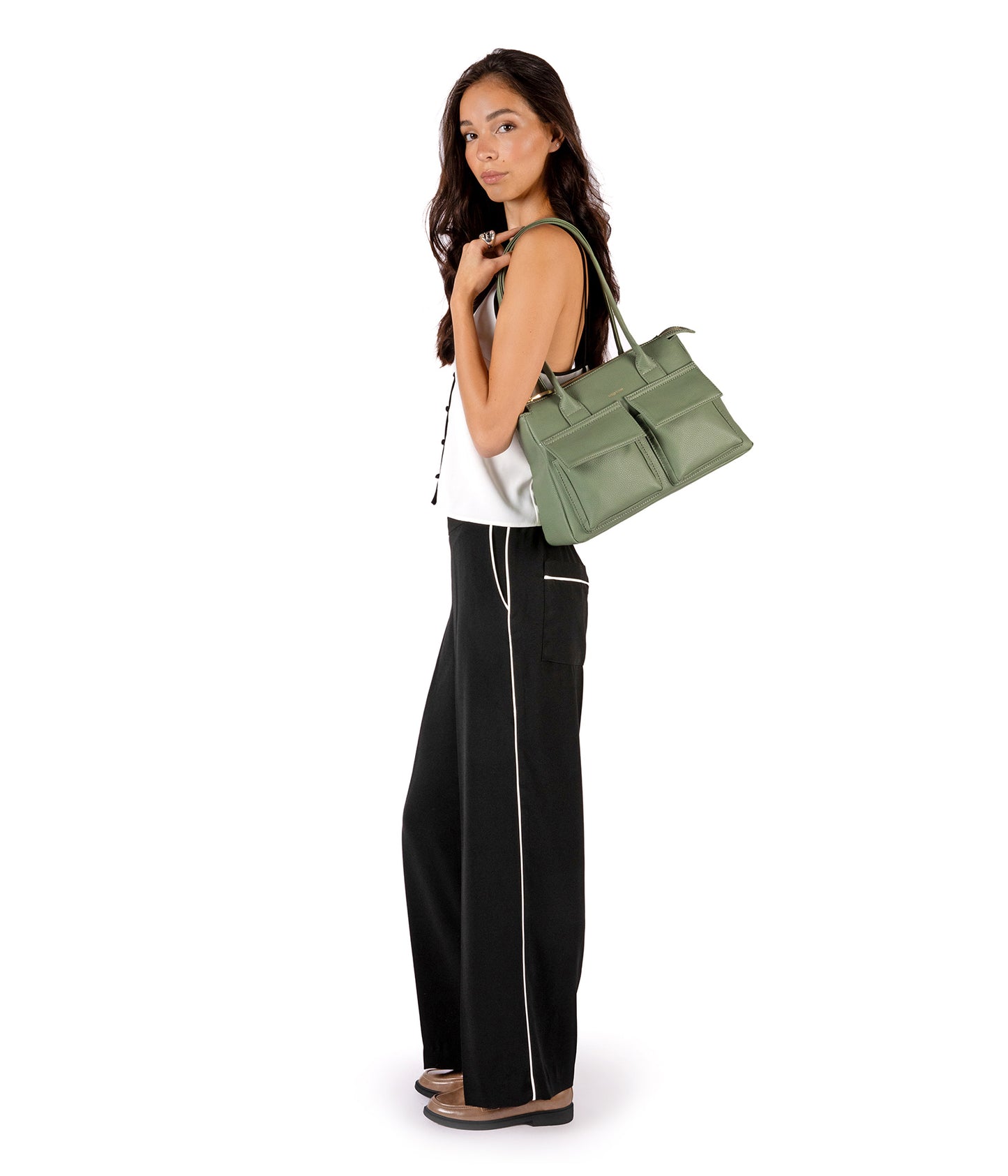 JORDI Vegan Tote Satchel – Grain | Color: Black - variant::black
