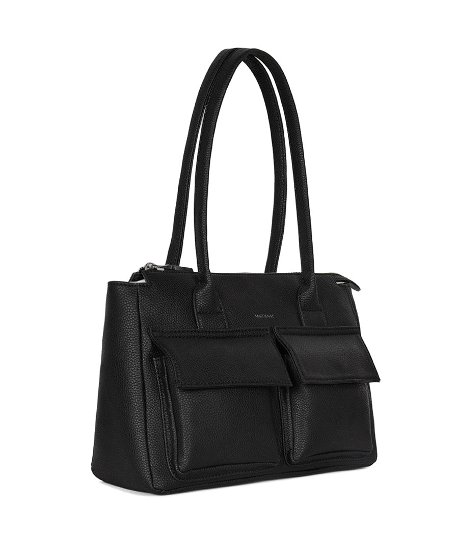 JORDI Vegan Tote Satchel – Grain | Color: Black - variant::black