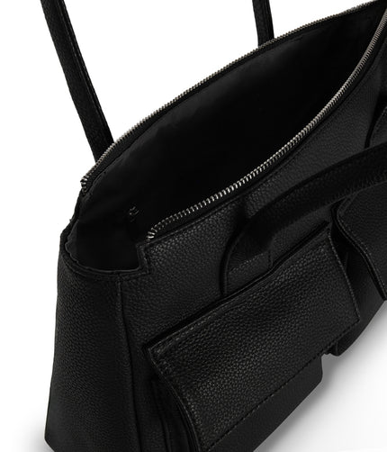 JORDI Vegan Tote Satchel – Grain | Color: Black - variant::black