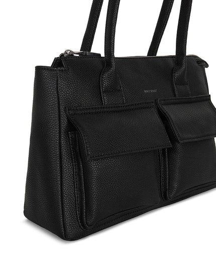 JORDI Vegan Tote Satchel – Grain | Color: Black - variant::black