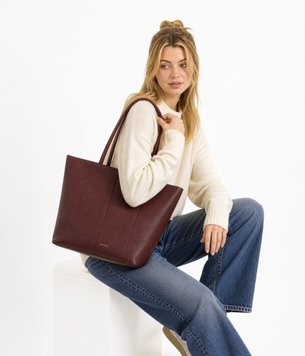 NATALIA Vegan Tote Bag – Grain | Color: Black - variant::black