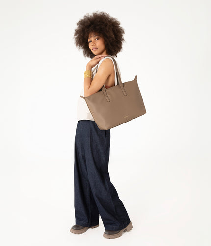 ABBI Vegan Tote Bag - Grain | Color: Black - variant::black