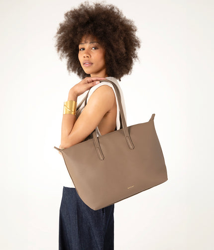 ABBI Vegan Tote Bag - Grain | Color: Black - variant::black