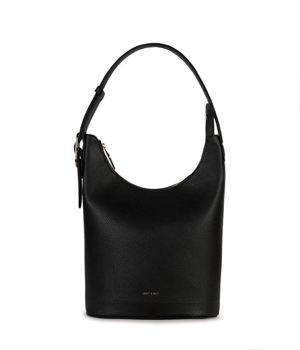JESA Vegan Hobo Bag - Grain | Color: Black - variant::black