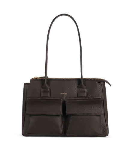 JORDI Vegan Tote Satchel – Grain | Color: Fudge - variant::fudge