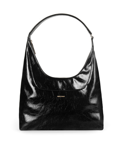 DONNA Vegan Hobo Bag - Groove | Color: Black - variant::black