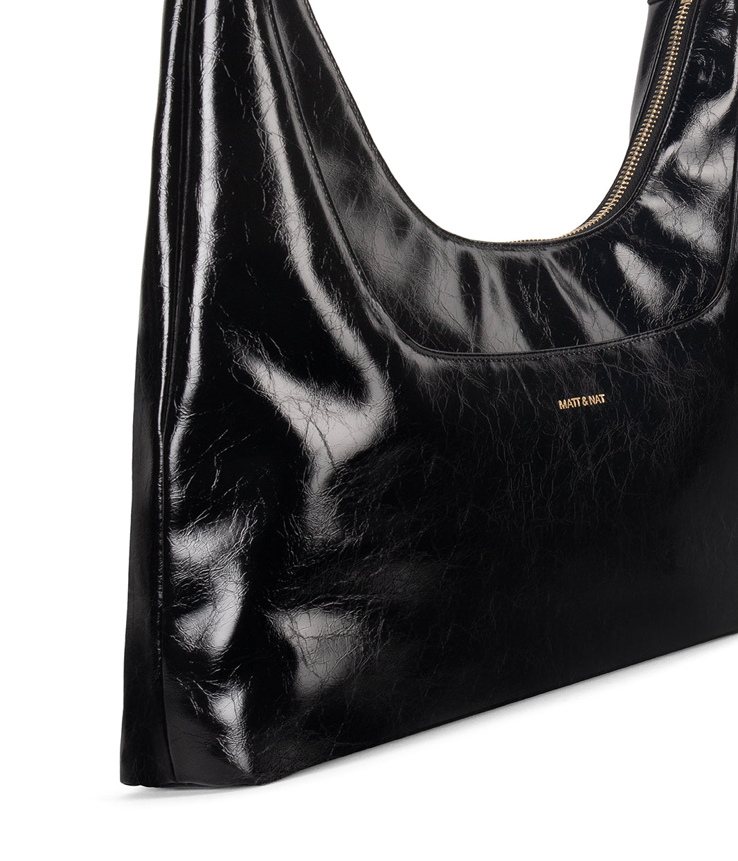 DONNA Vegan Hobo Bag - Groove | Color: Black - variant::black