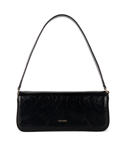 ENA Vegan Shoulder Bag - Groove | Color: Black - variant::black