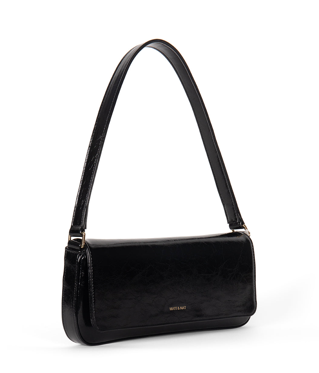 ENA Vegan Shoulder Bag - Groove | Color: Black - variant::black