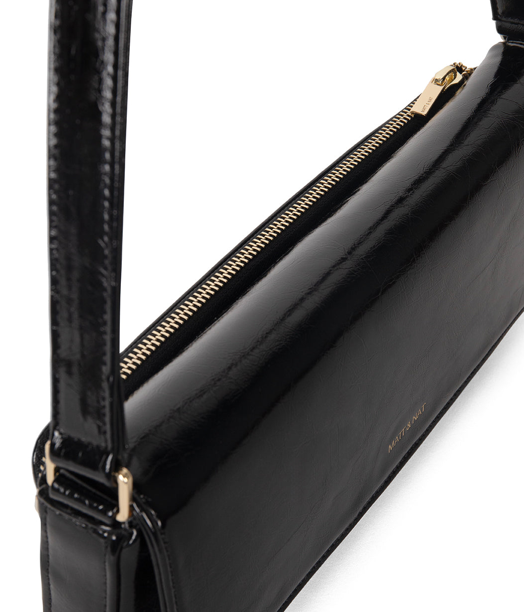 ENA Vegan Shoulder Bag - Groove | Color: Black - variant::black