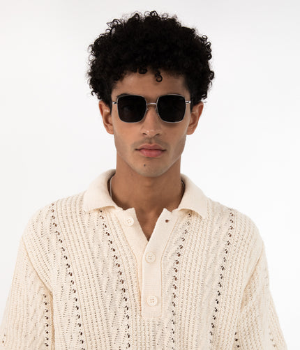 KAYASM Small Square Sunglasses | Color: Grey - variant::silver