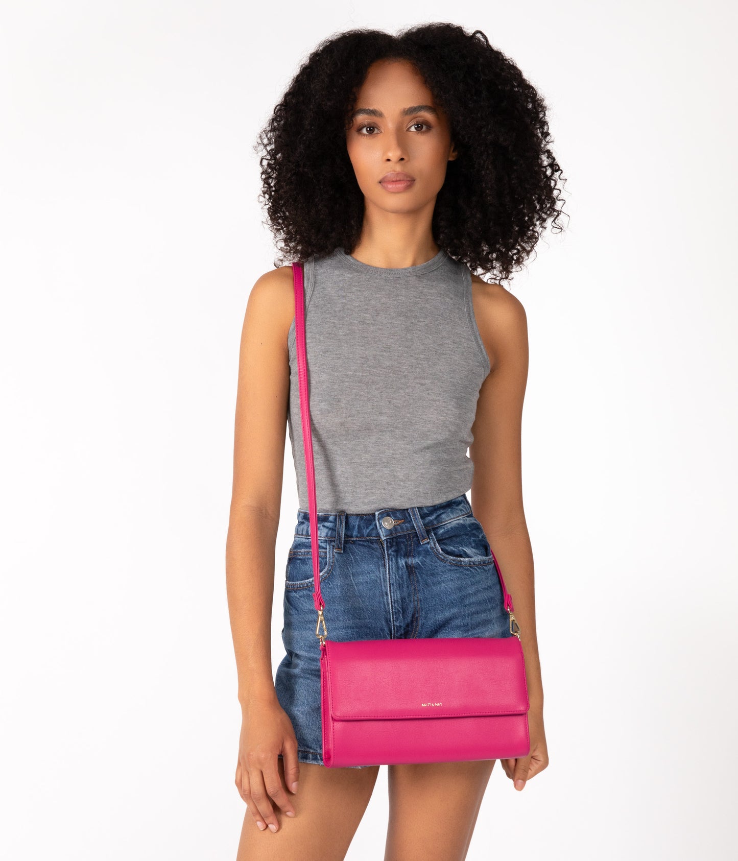 DREW LG Vegan Crossbody Bag - Arbor | Color: Pink - variant::dragonfruit