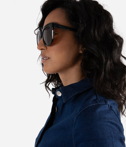 CHARLET-2 Recycled Wayfarer Sunglasses | Color: Black, Brown - variant::black