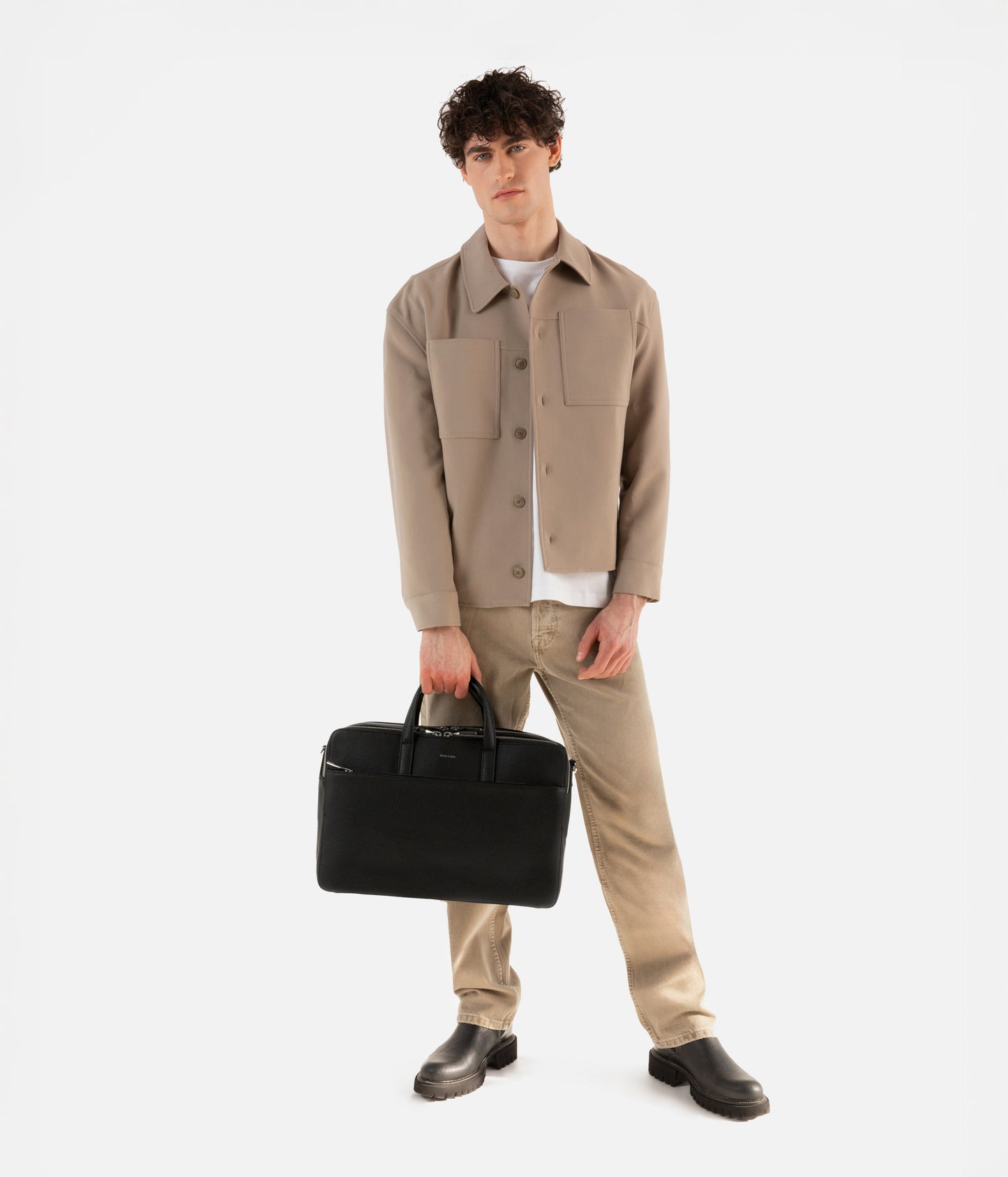 TOM Vegan Briefcase - Grain | Color: Black - variant::black