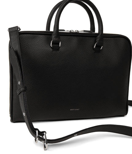BELEM Vegan Briefcase - Grain | Color: Black - variant::black