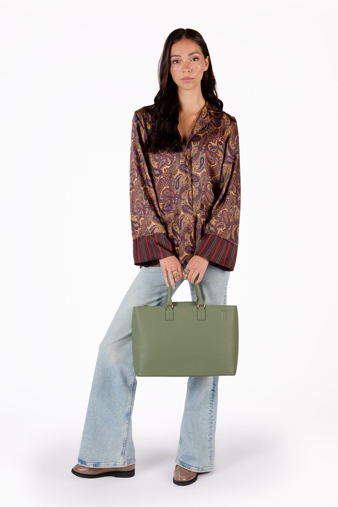 SEVYN Vegan Satchel - Grain | Color: Olivine - variant::olivine