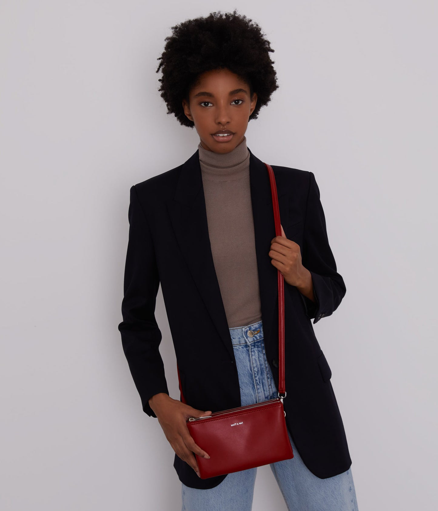 TRIPLET Vegan Crossbody Bag - Loom | Color: Red - variant::plum